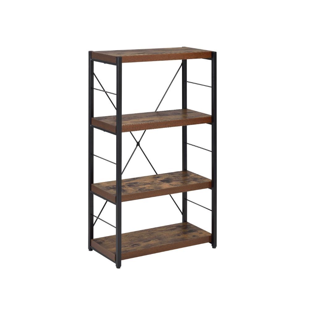 ACME Bob - Bookshelf - Weathered Oak & Black | Meri Furniture