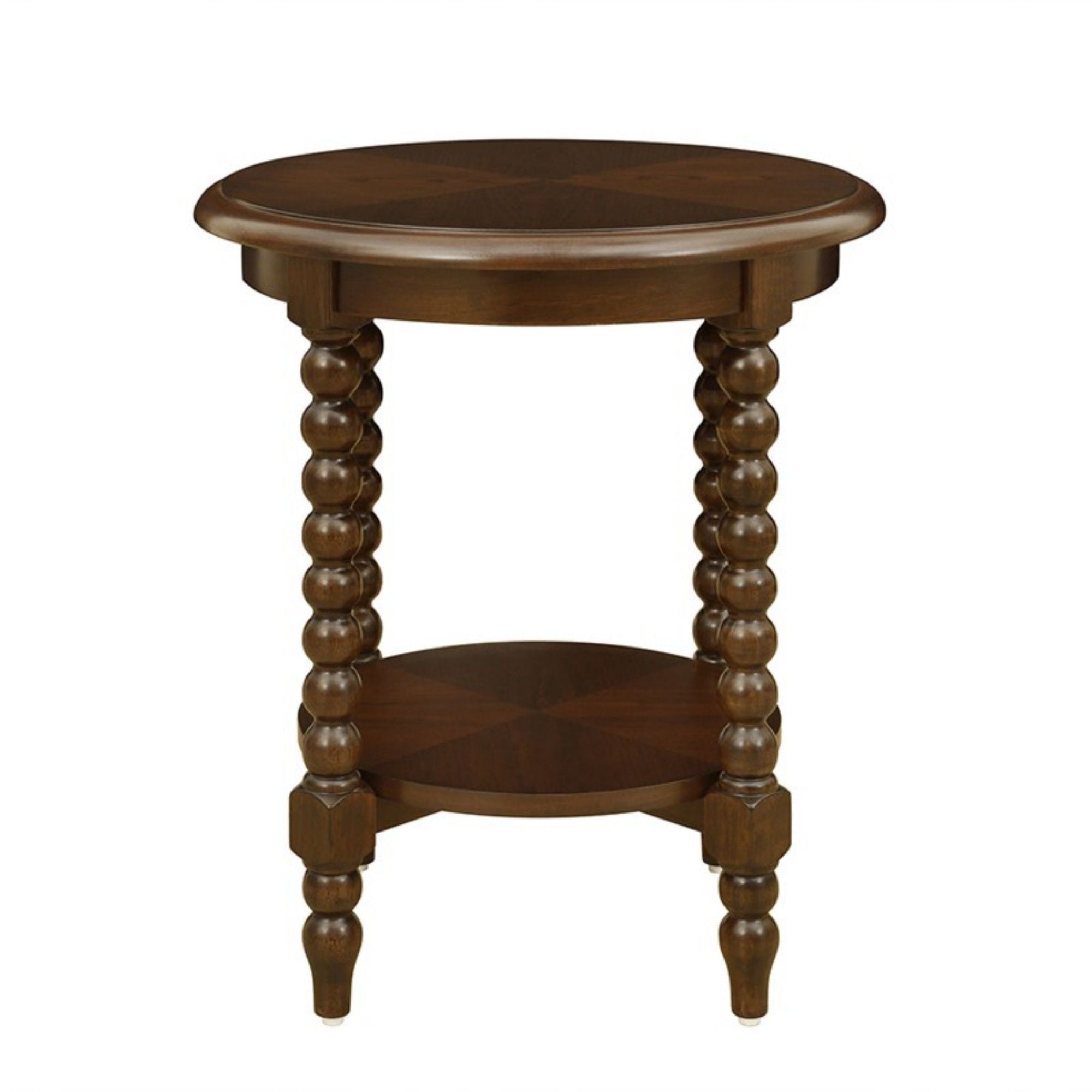 Philippe - Round End Table With Shelf - Brown