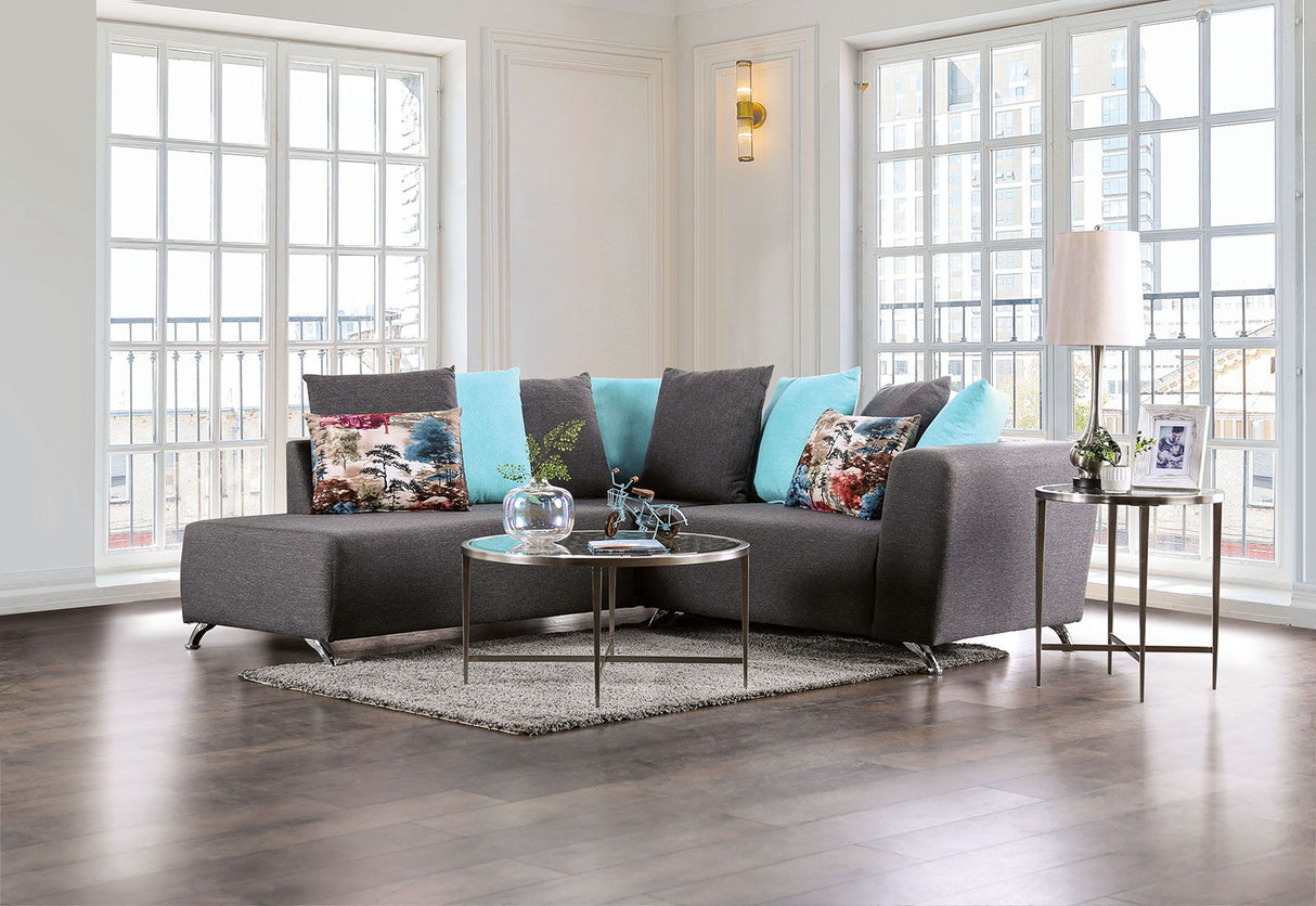 Furniture of America Krefeld - Sectional - Dark Gray | Meri Furniture