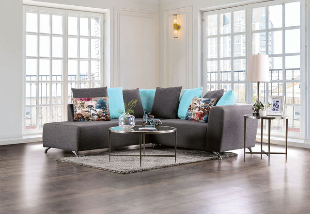 Furniture of America Krefeld - Sectional - Dark Gray | Meri Furniture