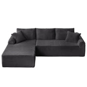 Modular Corduroy Sectional With Arched Armrests, Includes 3 Back Cushions & 2 Throw Pillows