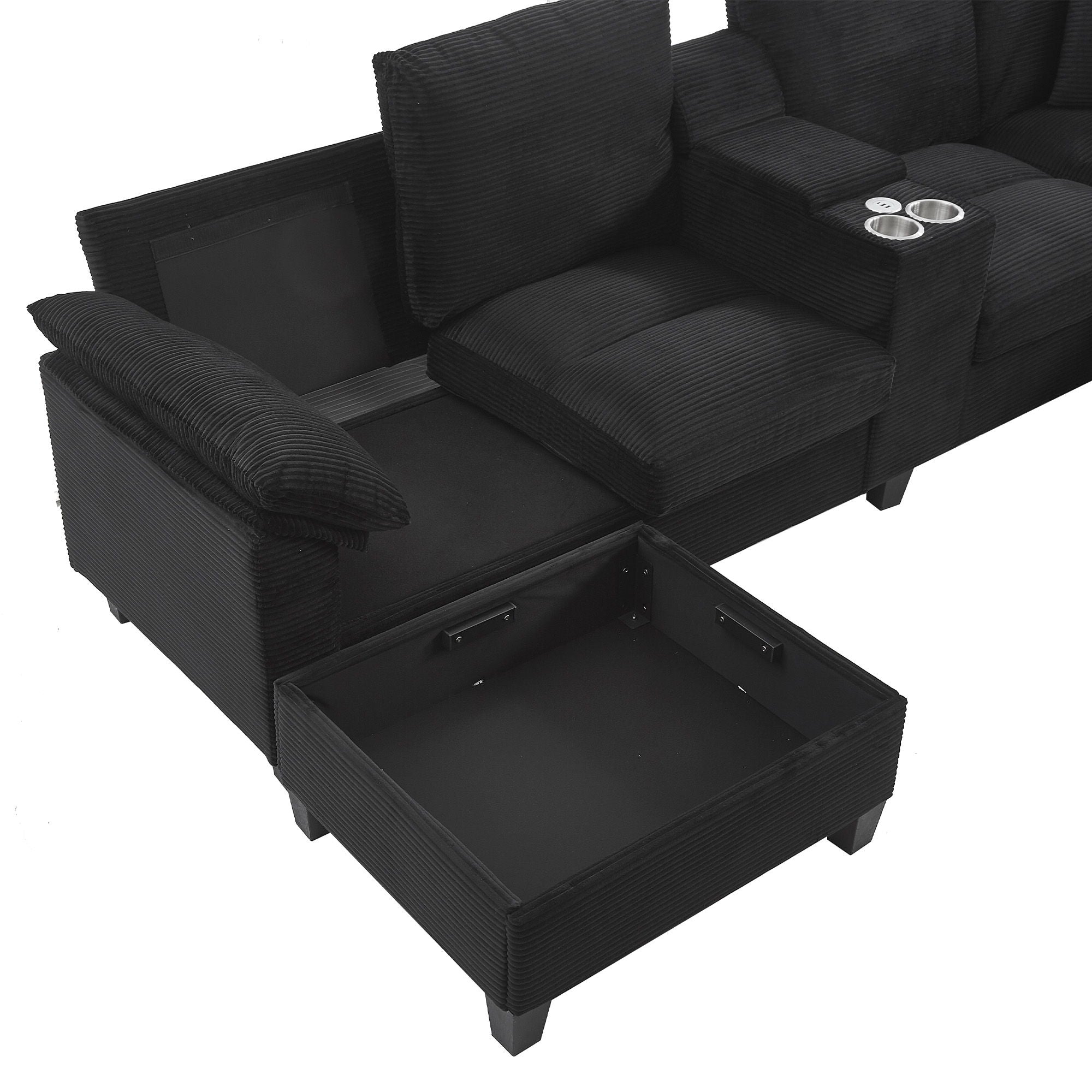 Modern U-Shaped Sectional Sofa With Storage Ottomans