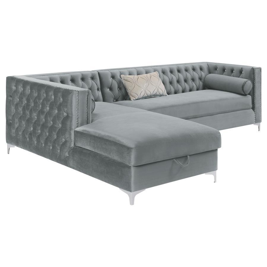 Coaster Fine Furniture Bellaire - Upholstered Storage Chaise Sectional Sofa - Gray | Meri Furniture