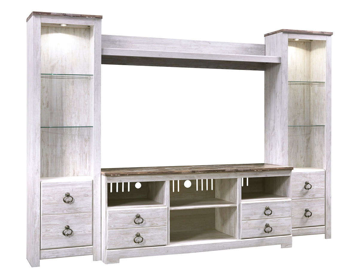 Signature Design by Ashley® Willowton - Entertainment Center With Fireplace Option | Meri Furniture