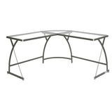 Corner Computer Desk Orientation: "L" Shape Metal Frame BaseRectangular Table Top w/Tempered Glass