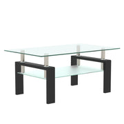 Modern Rectangular Coffee Table With Tempered Glass Top