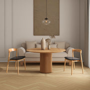 Raven - Stacking Sculpted Oak Dining Chair - Warm Natural Brown / Black