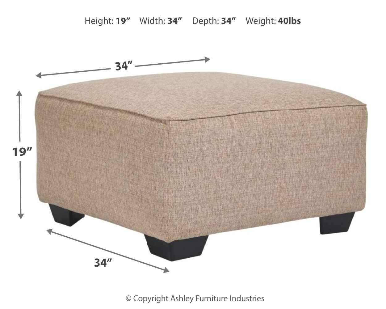 Ashley Furniture Baceno - Beige - Oversized Accent Ottoman | Meri Furniture