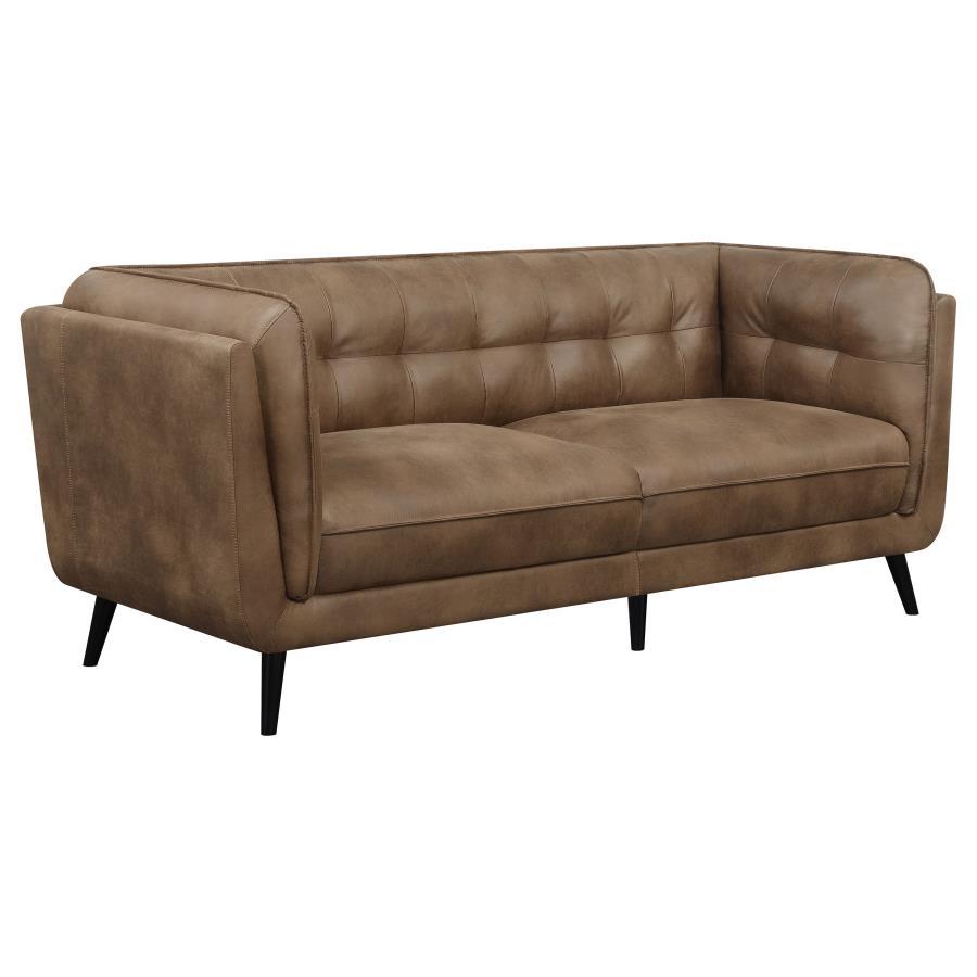 Coaster Fine Furniture Thatcher - Upholstered Tuxedo Arm Tufted Sofa - Brown | Meri Furniture