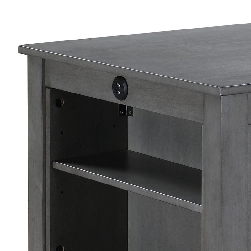 Graham 36" Gray Finish Small Space Counter Height Dining Table with USB Charging Ports and Shelves