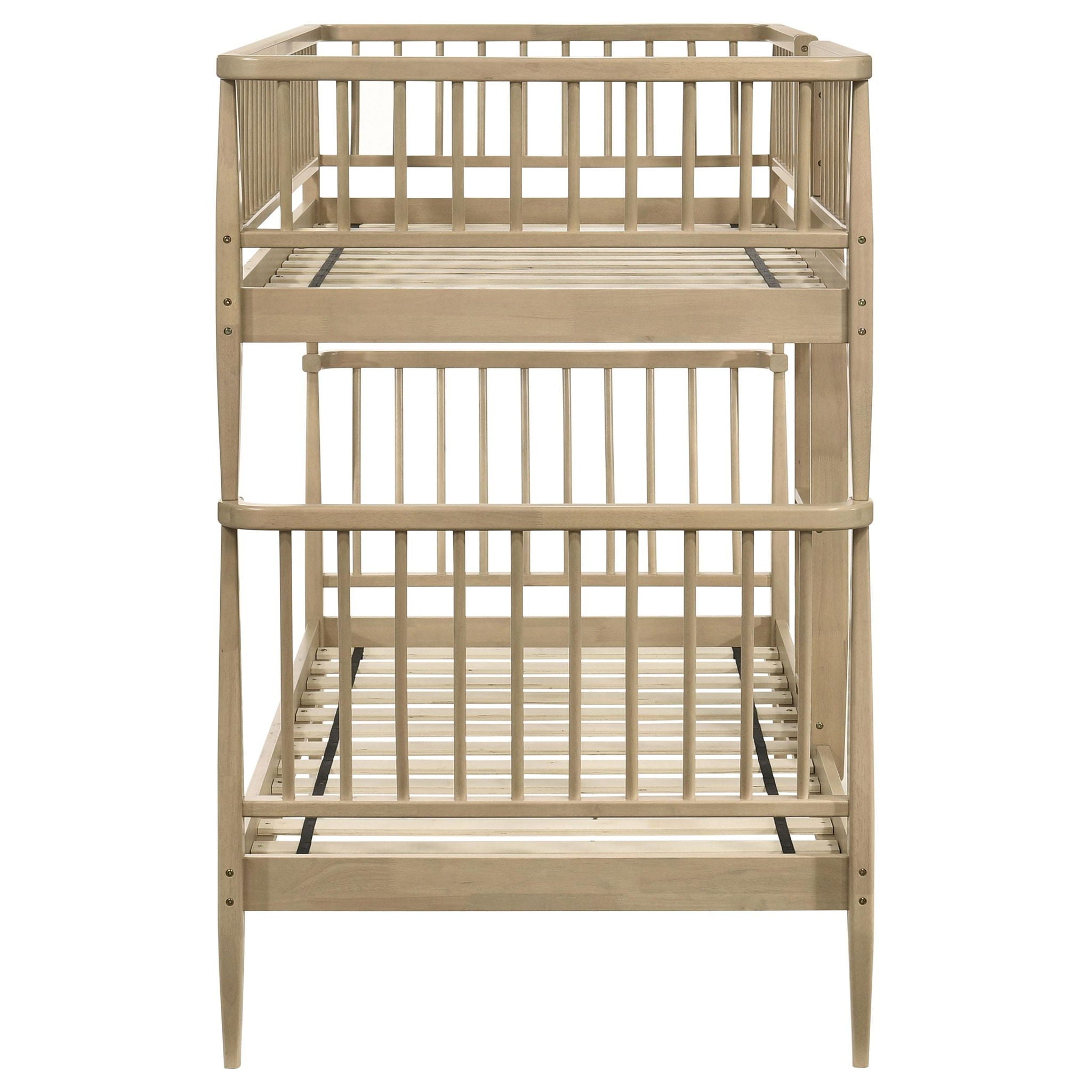 Abram Windsor Twin Over Twin Wood Bunk Bed with Ladder Almond
