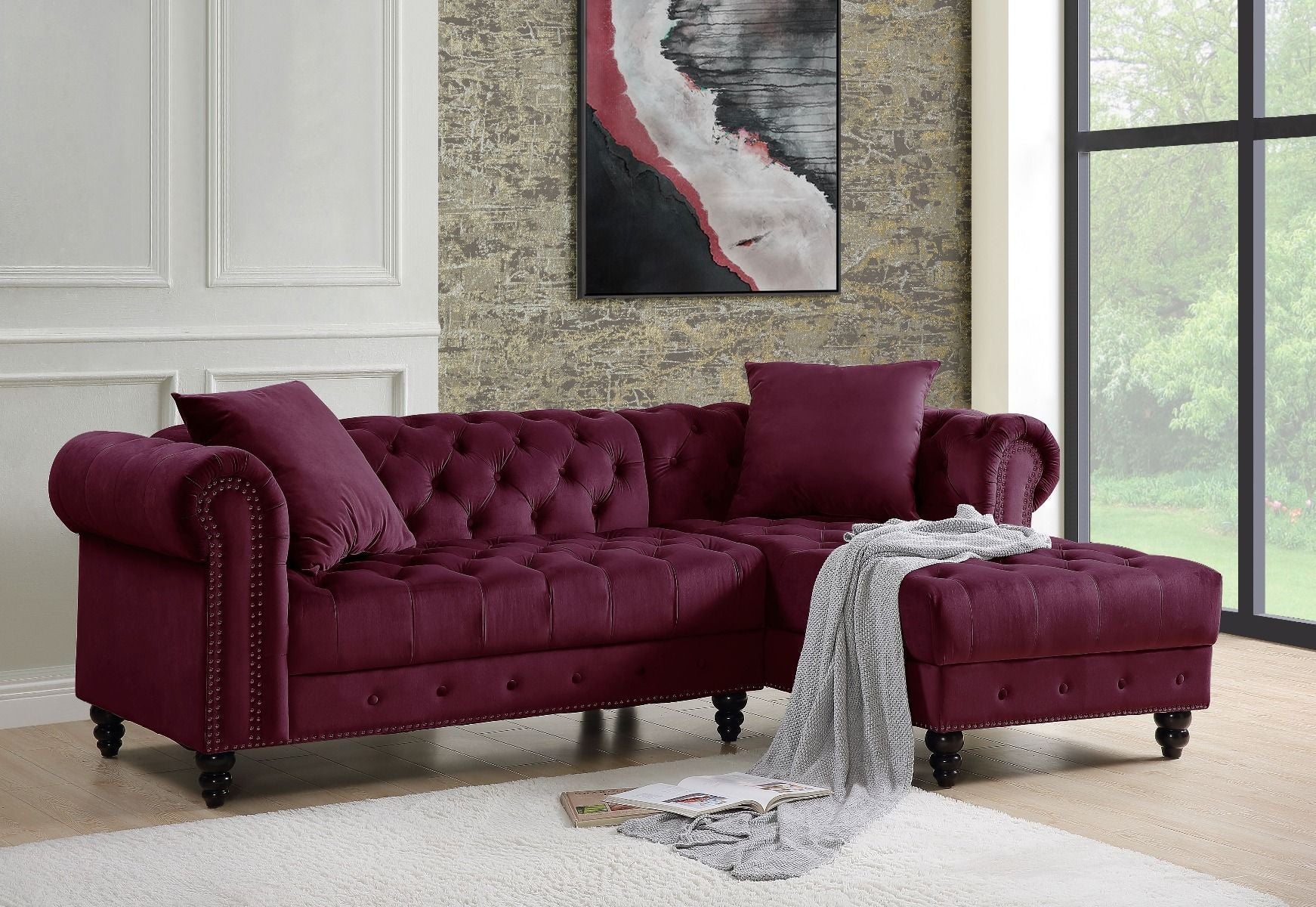 ACME Adnelis - Sectional Sofa w/2 Pillows | Meri Furniture
