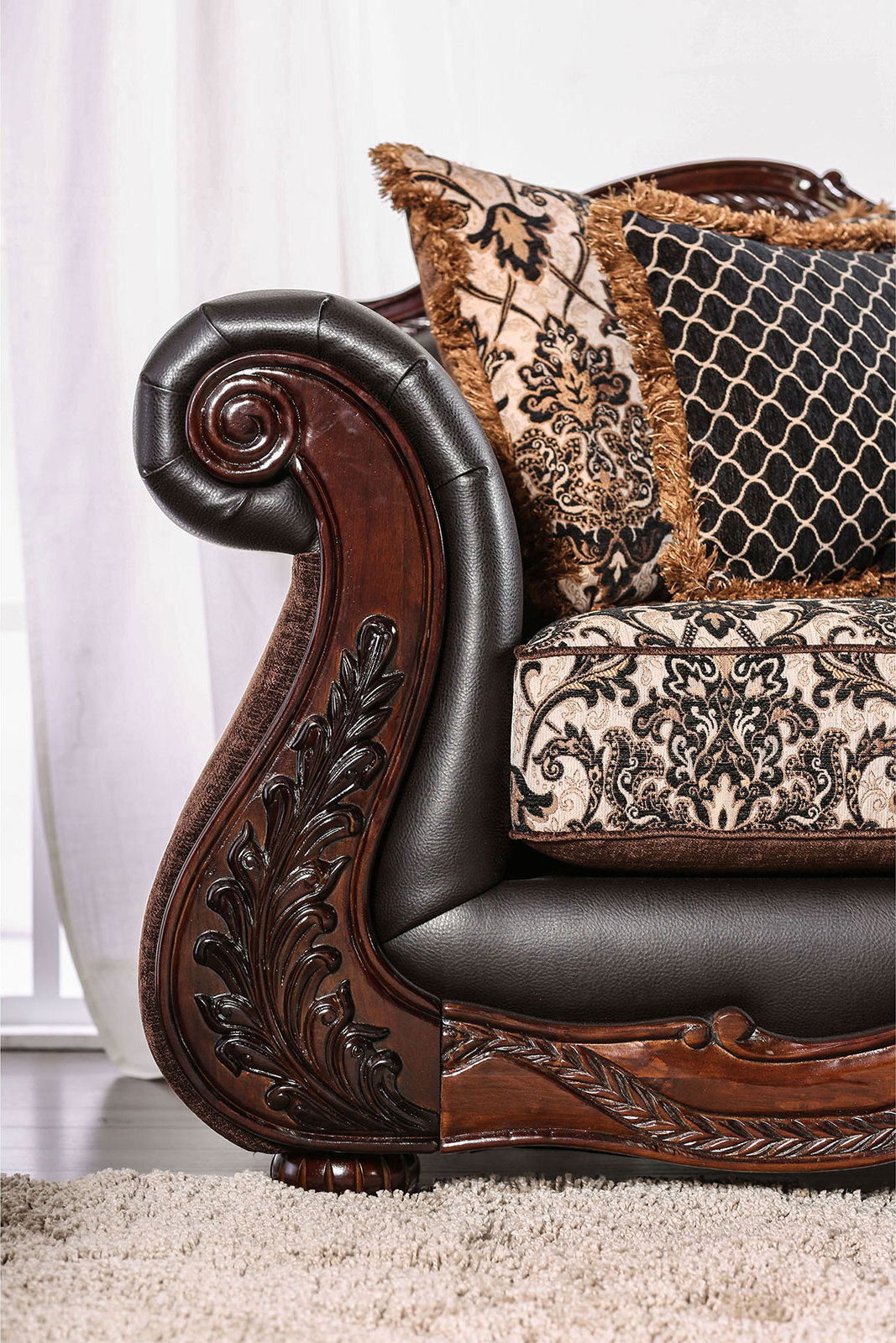 Furniture of America Jamael - Sofa - Brown / Espresso | Meri Furniture