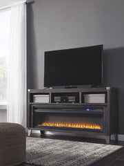Signature Design by Ashley® Todoe - Gray - 2 Pc. - 65" TV Stand With Wide Fireplace Insert | Meri Furniture