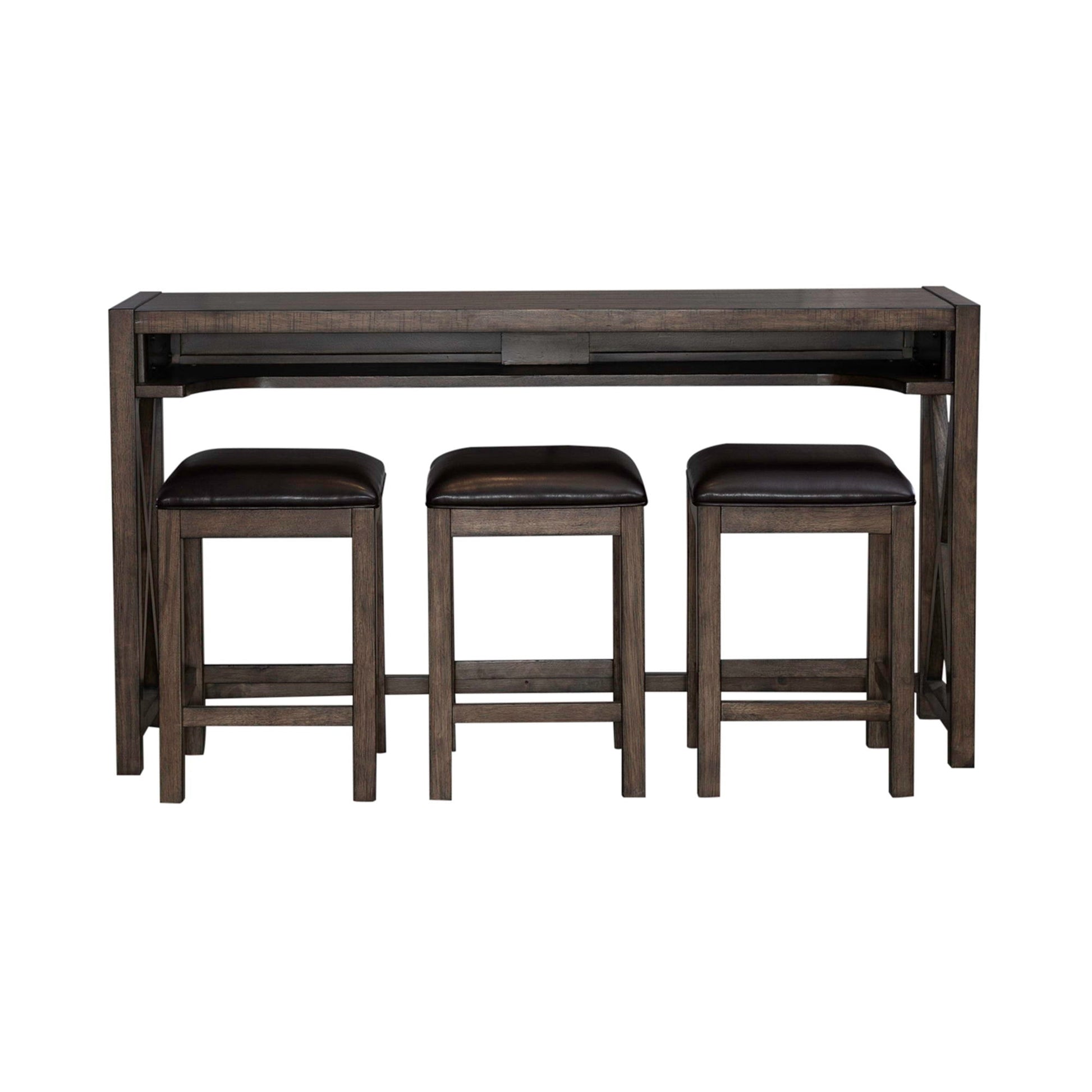 Liberty Furniture Lennox - 4 Piece Console Set (Console 3 Stools) - Dark Brown | Meri Furniture