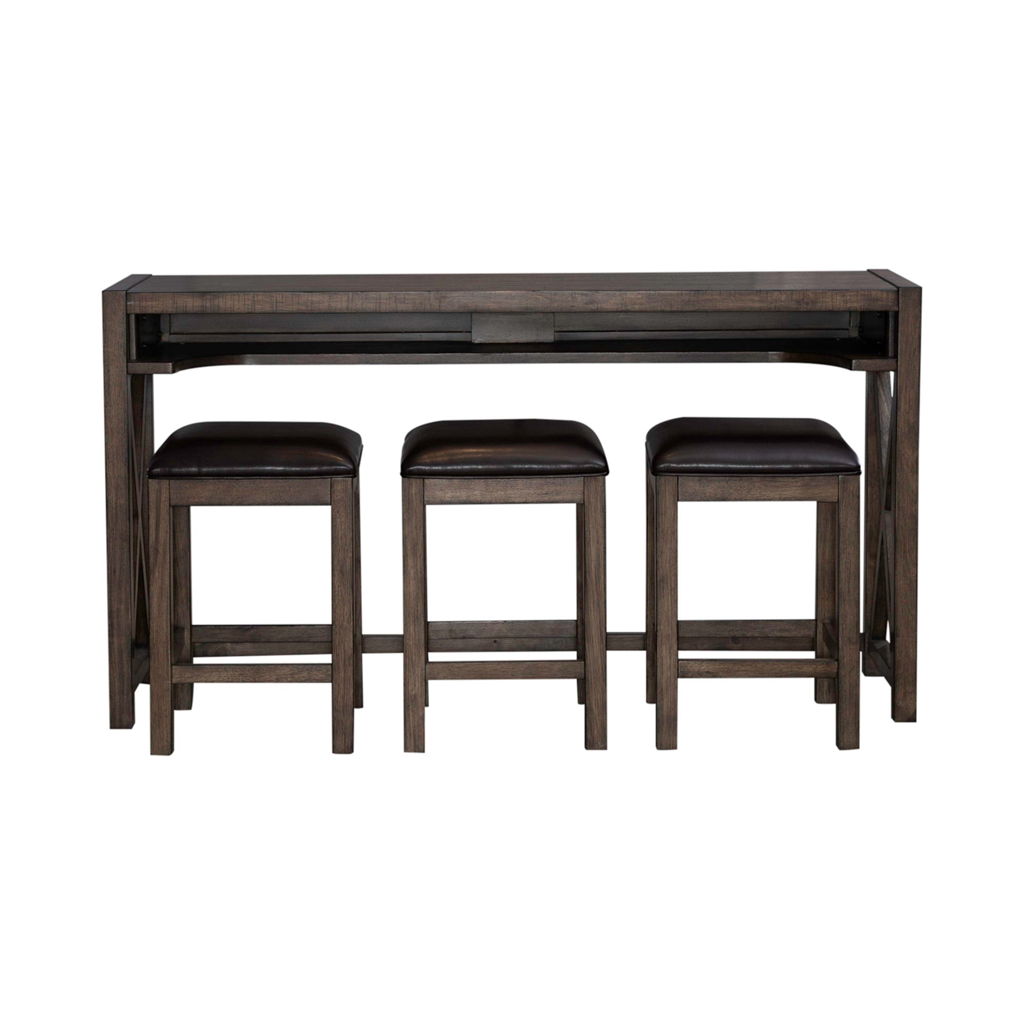 Liberty Furniture Lennox - 4 Piece Console Set (Console 3 Stools) - Dark Brown | Meri Furniture