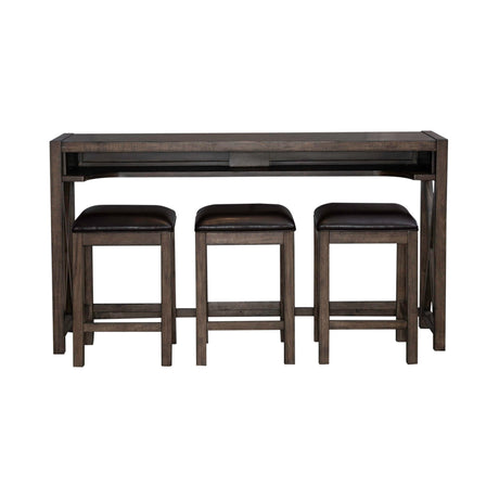 Lennox - 4 Piece Console Set (Console 3 Stools) - Dark Brown