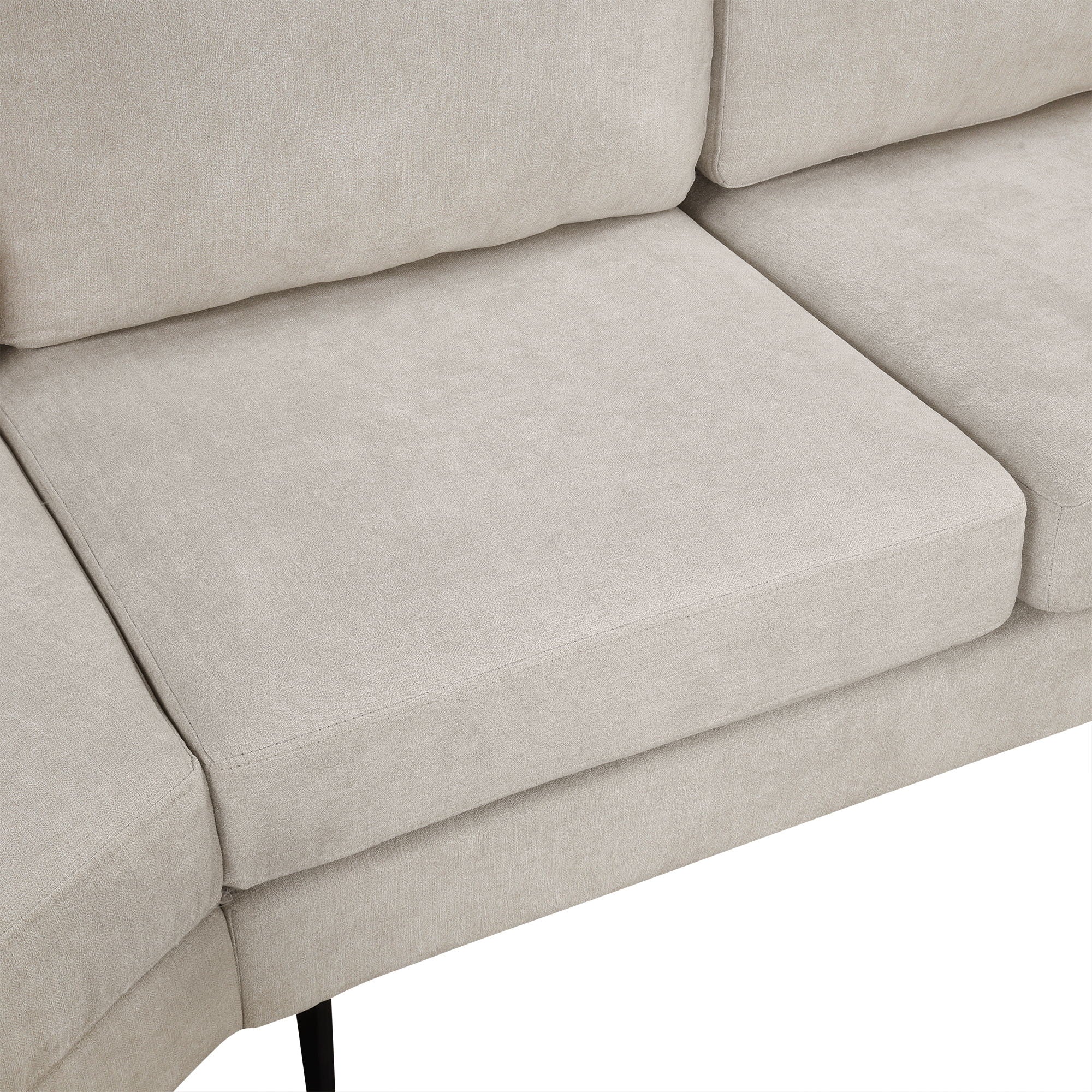 Upholstered 3 Seater Curved Sofa With Printed Pillows Chenille