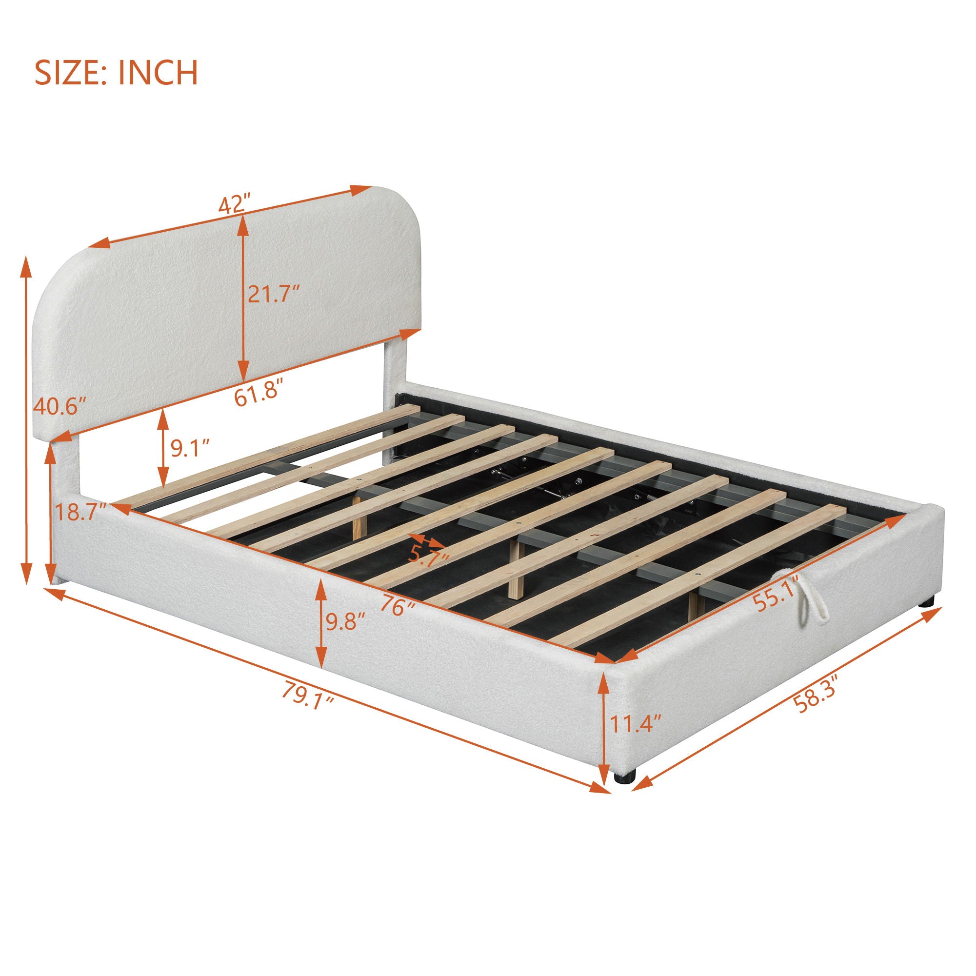 Upholstered Platform Bed With Hydraulic Storage System