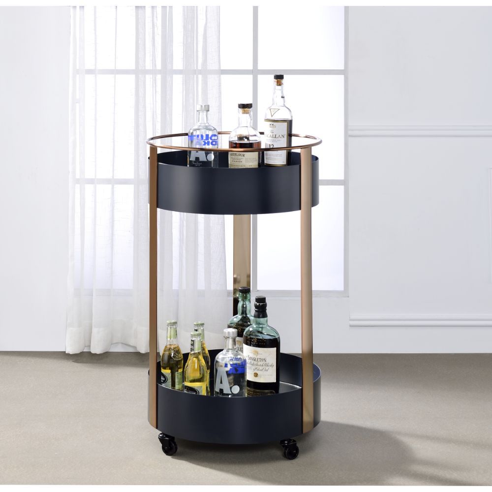 ACME Narrel - Serving Cart - Onyx & Copper | Meri Furniture