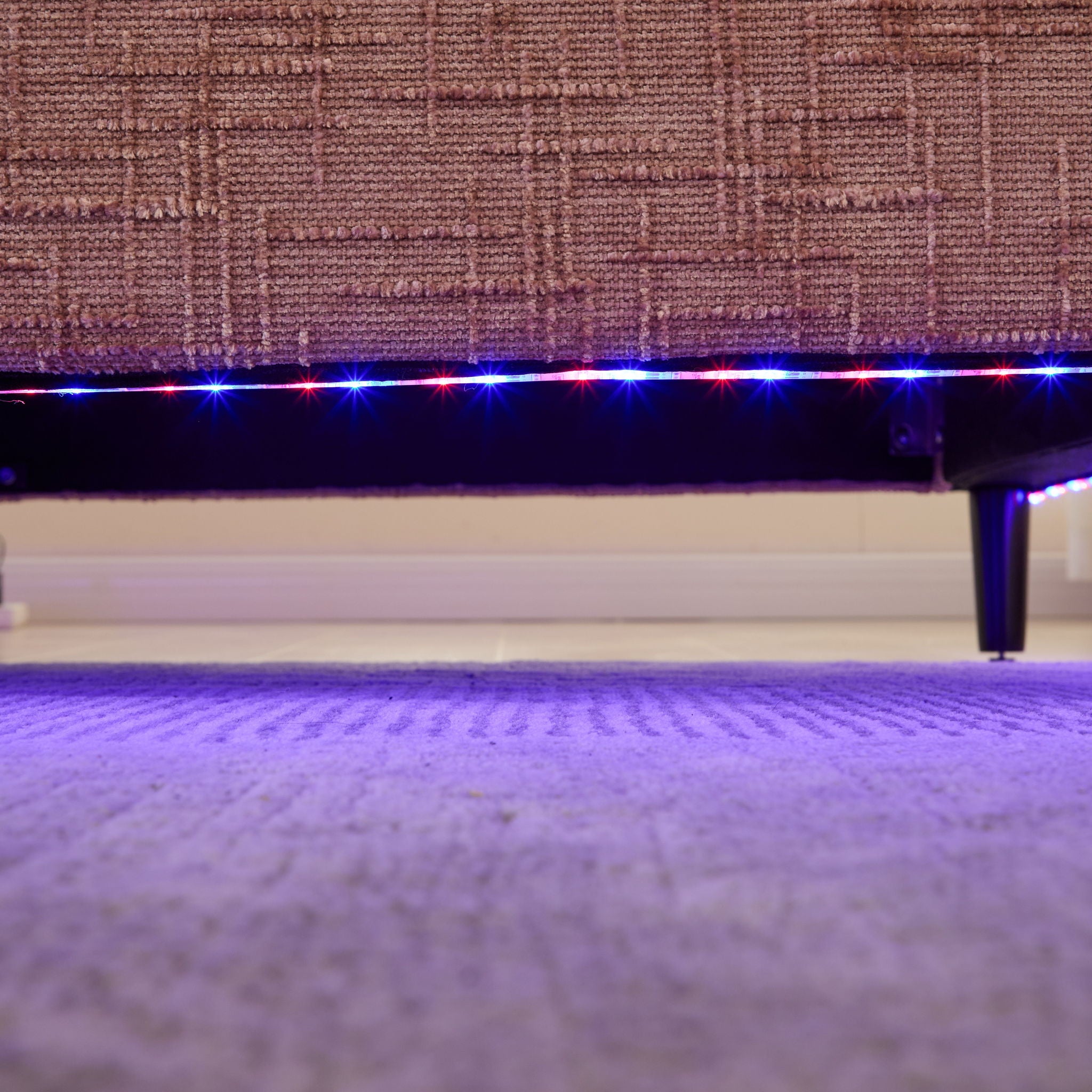 Chenille 2 Seater Sofa With LED Light, USB Charging Port, And Storage Bag