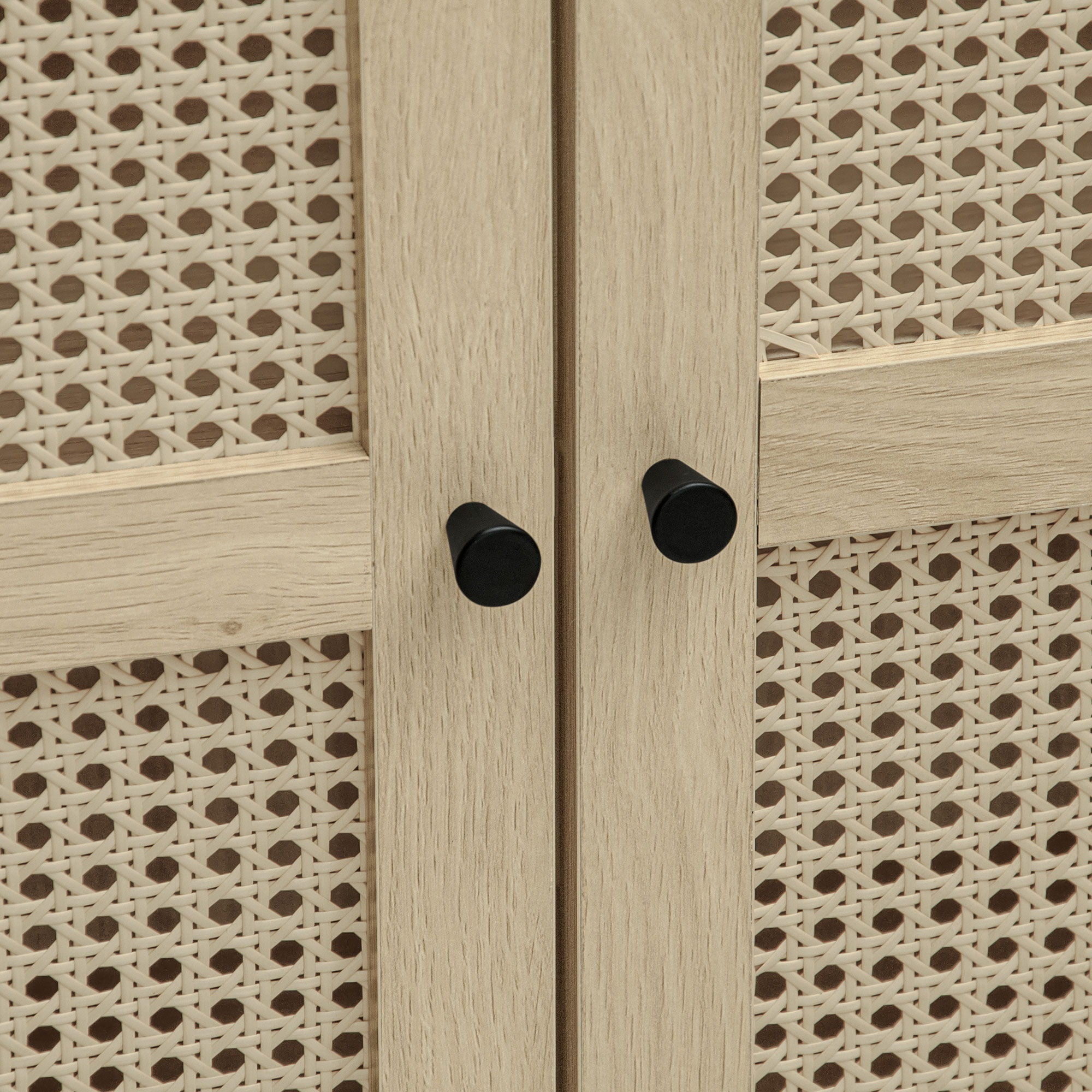 Tall Arched Kitchen Pantry, Arched Storage Display Cabinet With 2 Drawers & Adjustable Shelves, Rattan Door Versatile Storage Cabinet For Kitchen, Dining Room - Natural