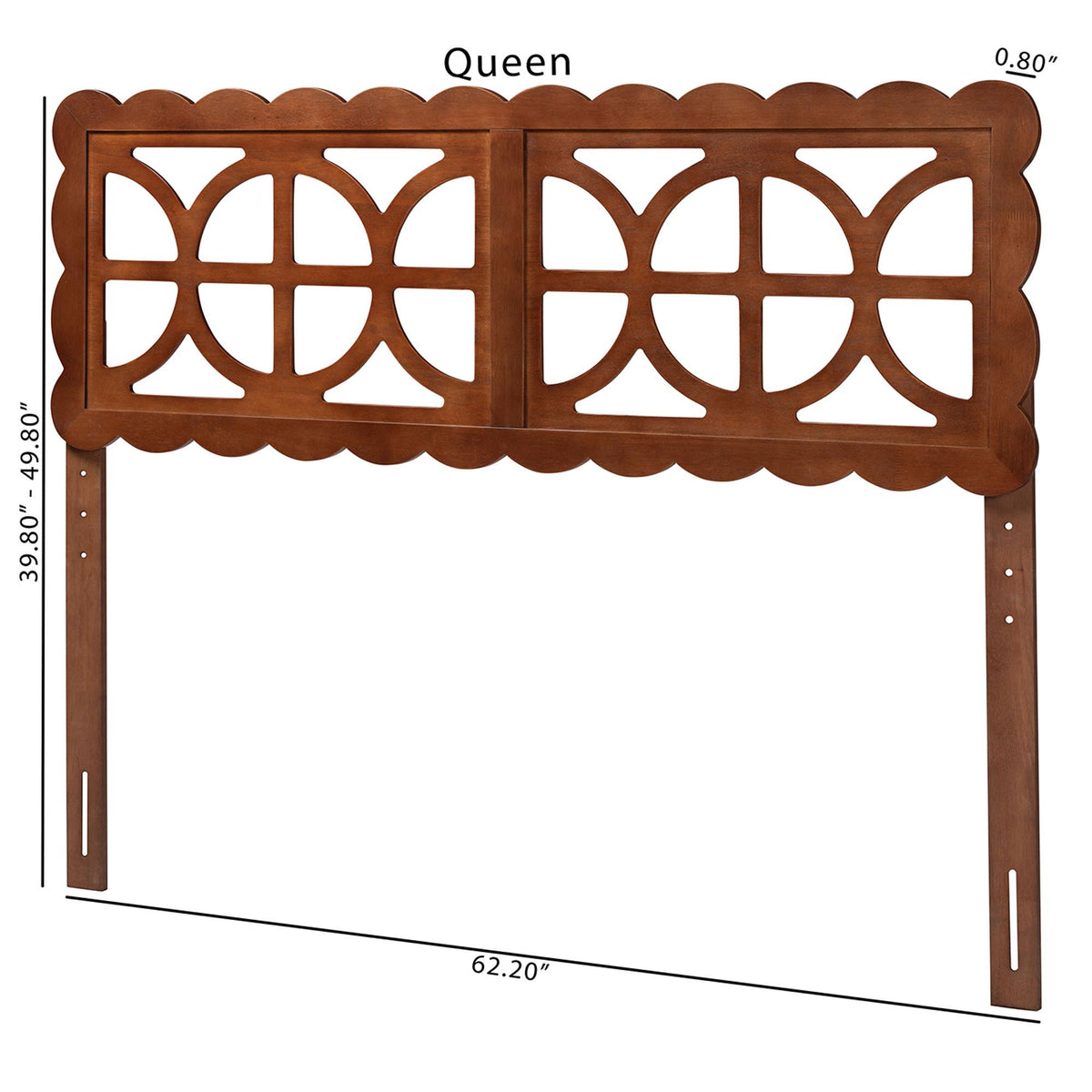 Nansen Wood Headboard with Scalloped Frame - Geometric Cutout Decorative Panel for Bed Frame, Modern Coastal Bedroom Accent with Adjustable Height, Full, Walnut