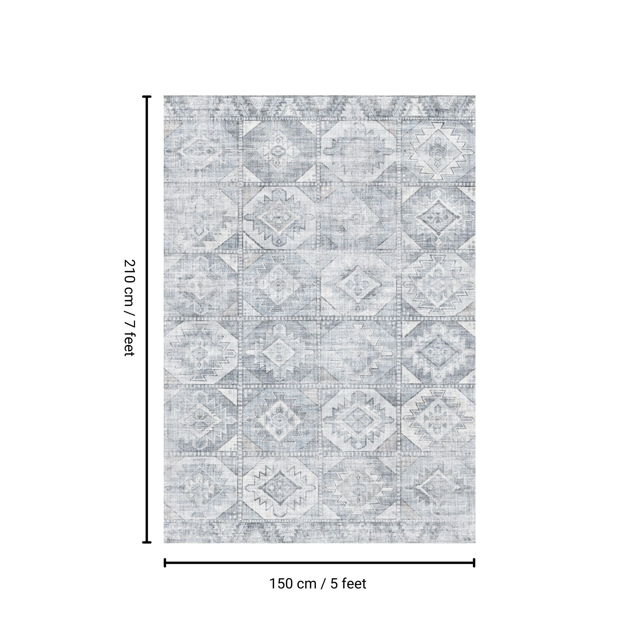 Toucan - 5' X 7' Washable Non - Slip Area Rug - Silver