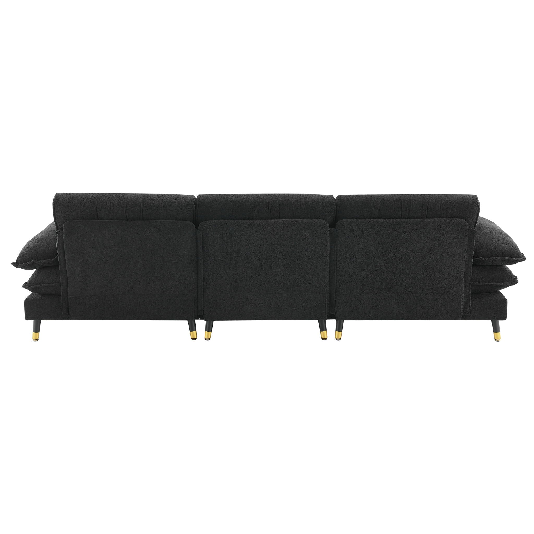 L Shaped Convertible Sectional Sofa 4 Seat Tufted Couch Set With Two Tone Adjust Legs Cloud Movable Ottoman