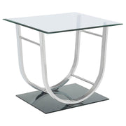 Coaster Fine Furniture Danville - Square U-Shaped Glass Top Side End Table - Chrome | Meri Furniture