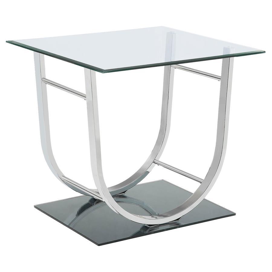 Coaster Fine Furniture Danville - Square U-Shaped Glass Top Side End Table - Chrome | Meri Furniture
