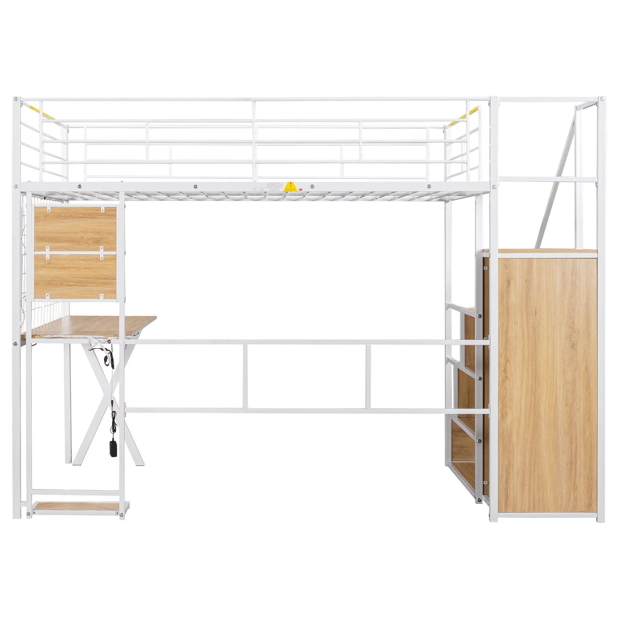 Loft Bed With Built In Work Station, Wardrobe, Storage Staircase And LED