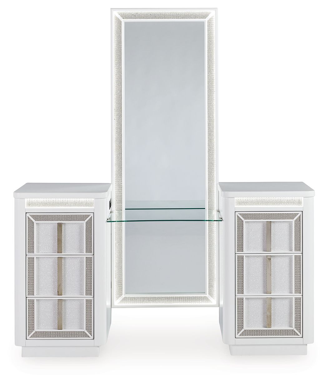 Signature Design by Ashley® Chalanna - White - Vanity With Mirror | Meri Furniture