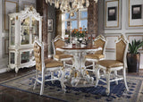 ACME Part of Acme’s exclusive Picardy collection, this impressive counter height dining set features a round pedestal table with spectacular antique hand-brushed accents over an elegant antique finish. | Meri Furniture