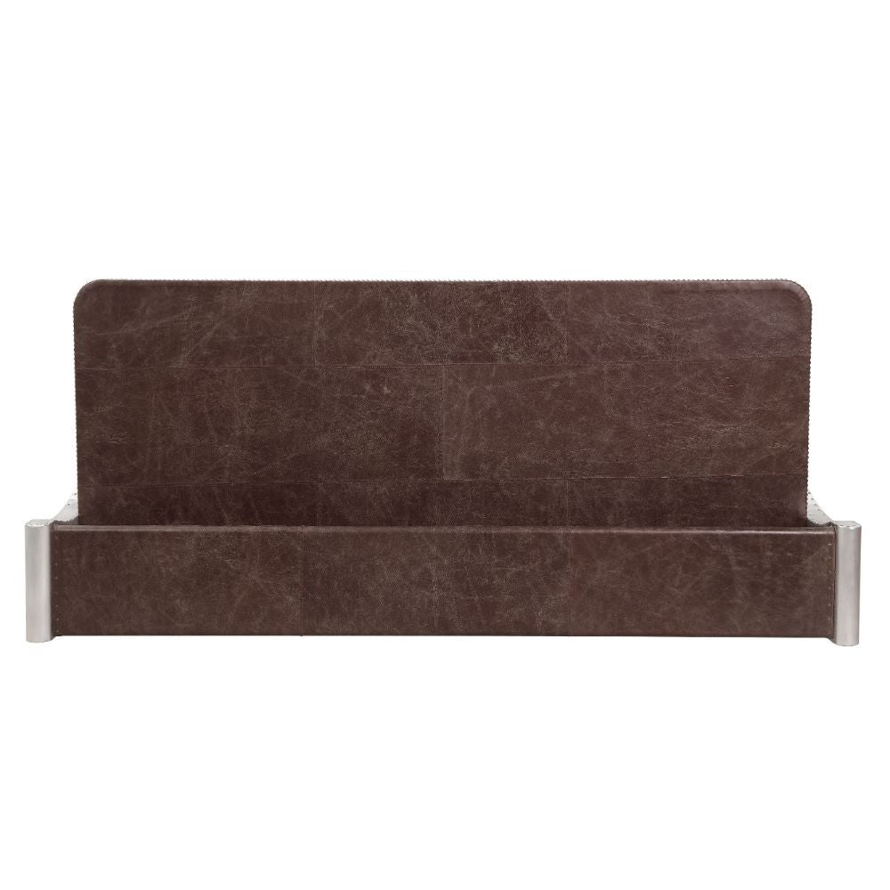 ACME Brancaster - Desk - Retro Brown Top Grain Leather & Aluminum | Meri Furniture