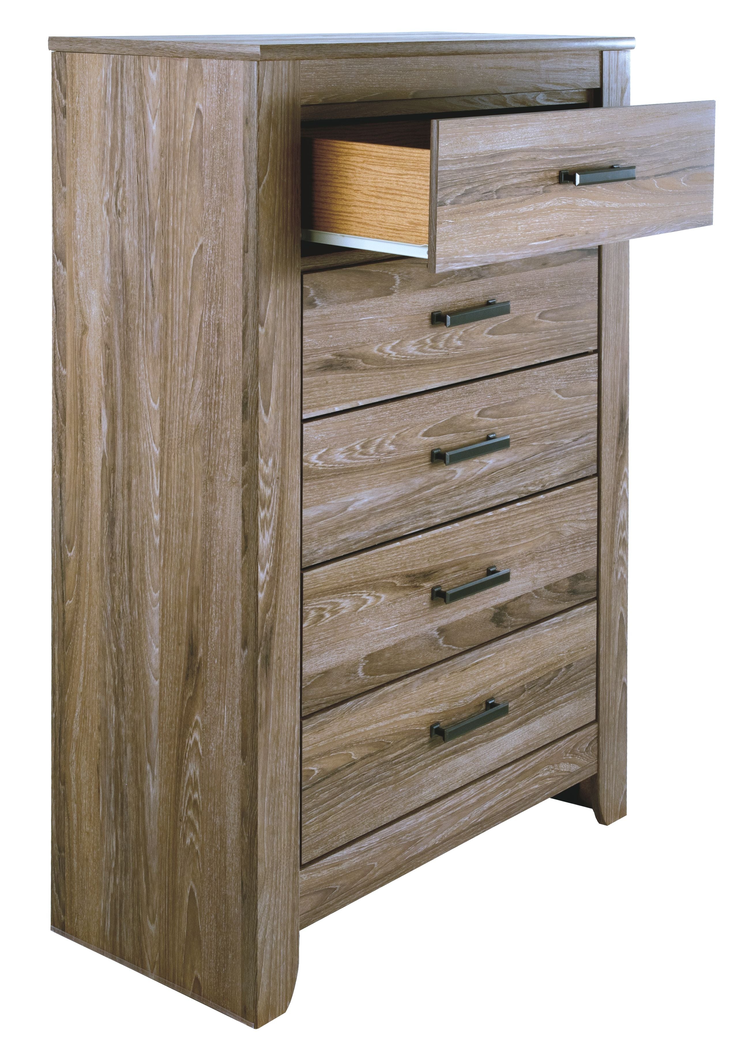 Ashley Furniture Zelen - Warm Gray - Five Drawer Chest | Meri Furniture