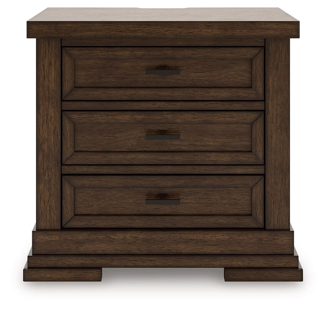 Taffenbrook - Three Drawer Night Stand - Medium Brown