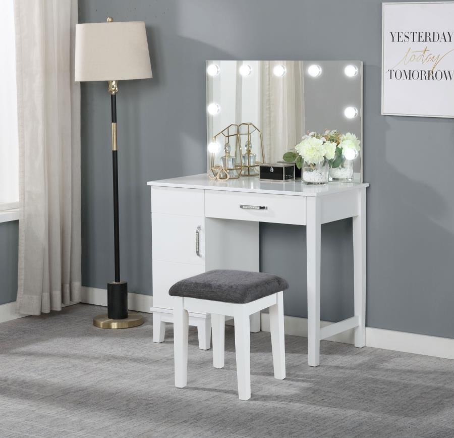 Coaster Fine Furniture Elijah - Vanity Set With Lighting & Stool - White And Dark Gray | Meri Furniture
