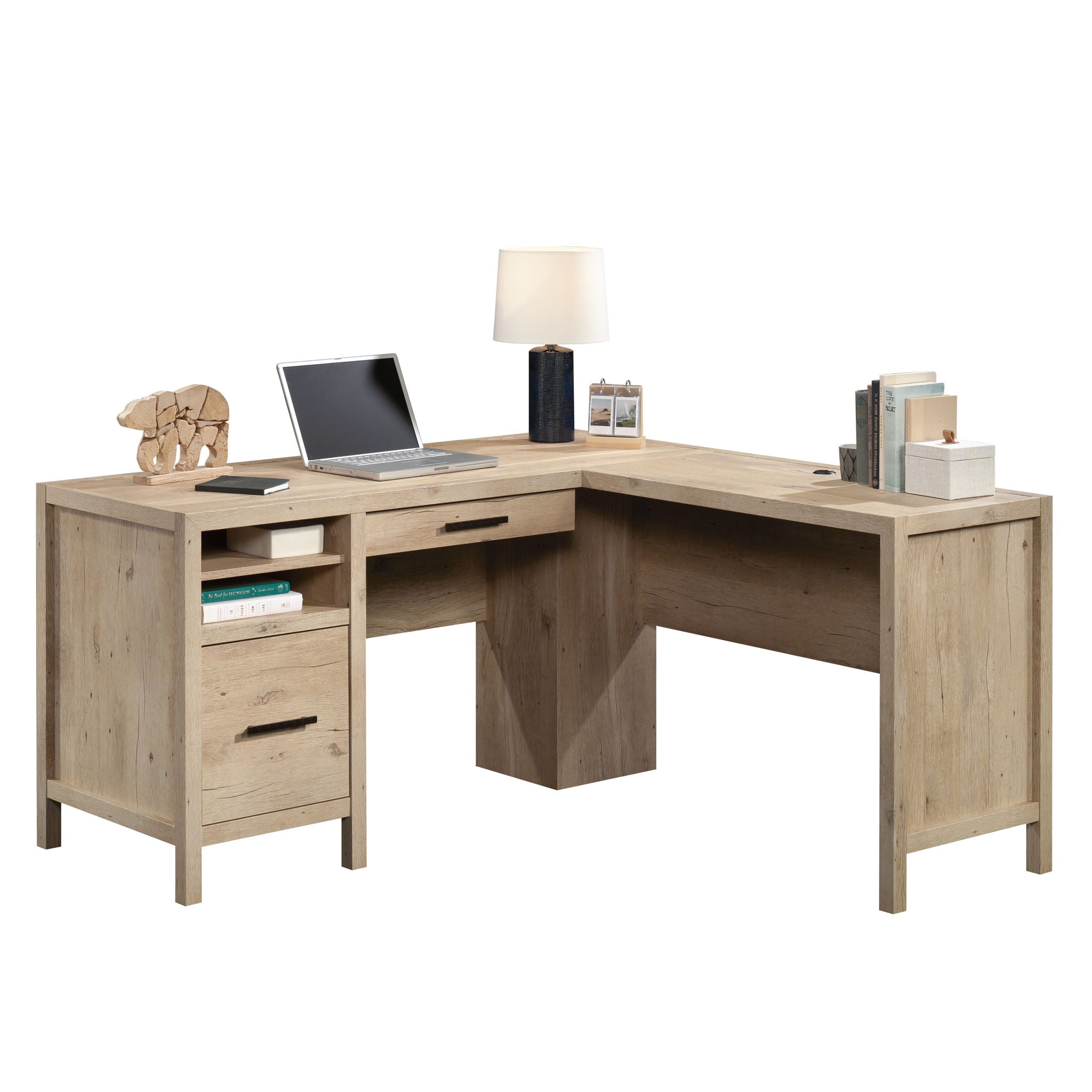 L-Shaped Home Office Desk in Prime Oak