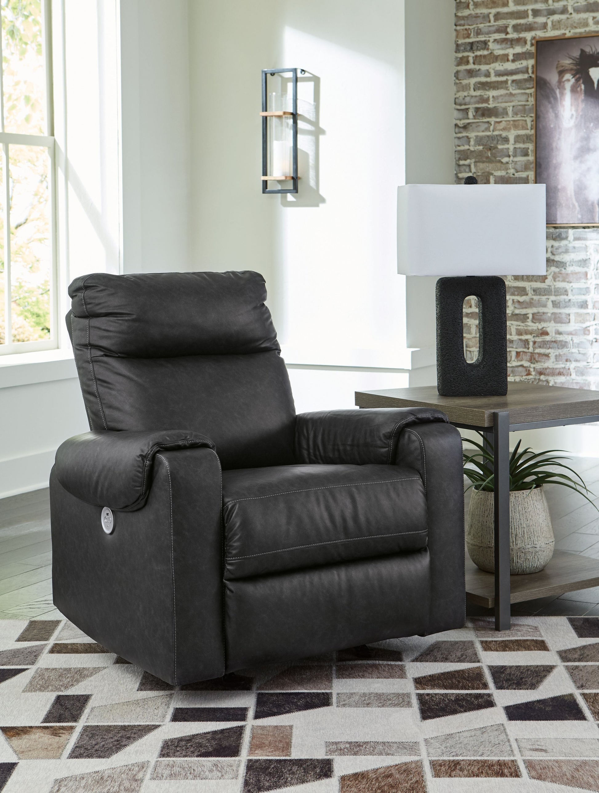 Signature Design by Ashley® Axtellton - Carbon - Power Rocker Recliner | Meri Furniture