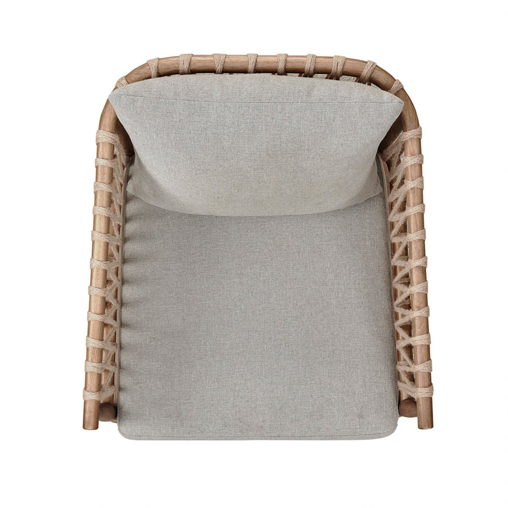 Arm Chair With Open Weave Jute Twine Rope Design - Natural