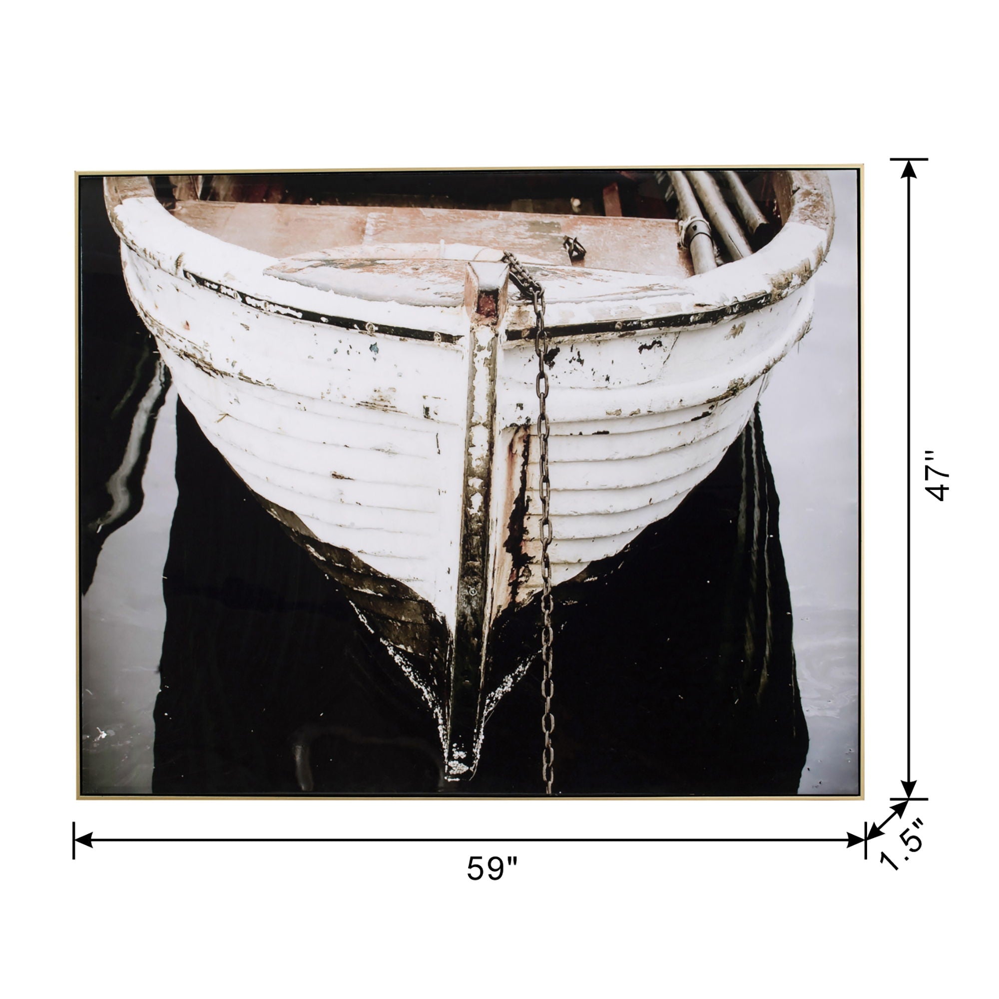 Large And Rectangular Wall Art With Frame, Wall Decor For Living Room - White / Blue