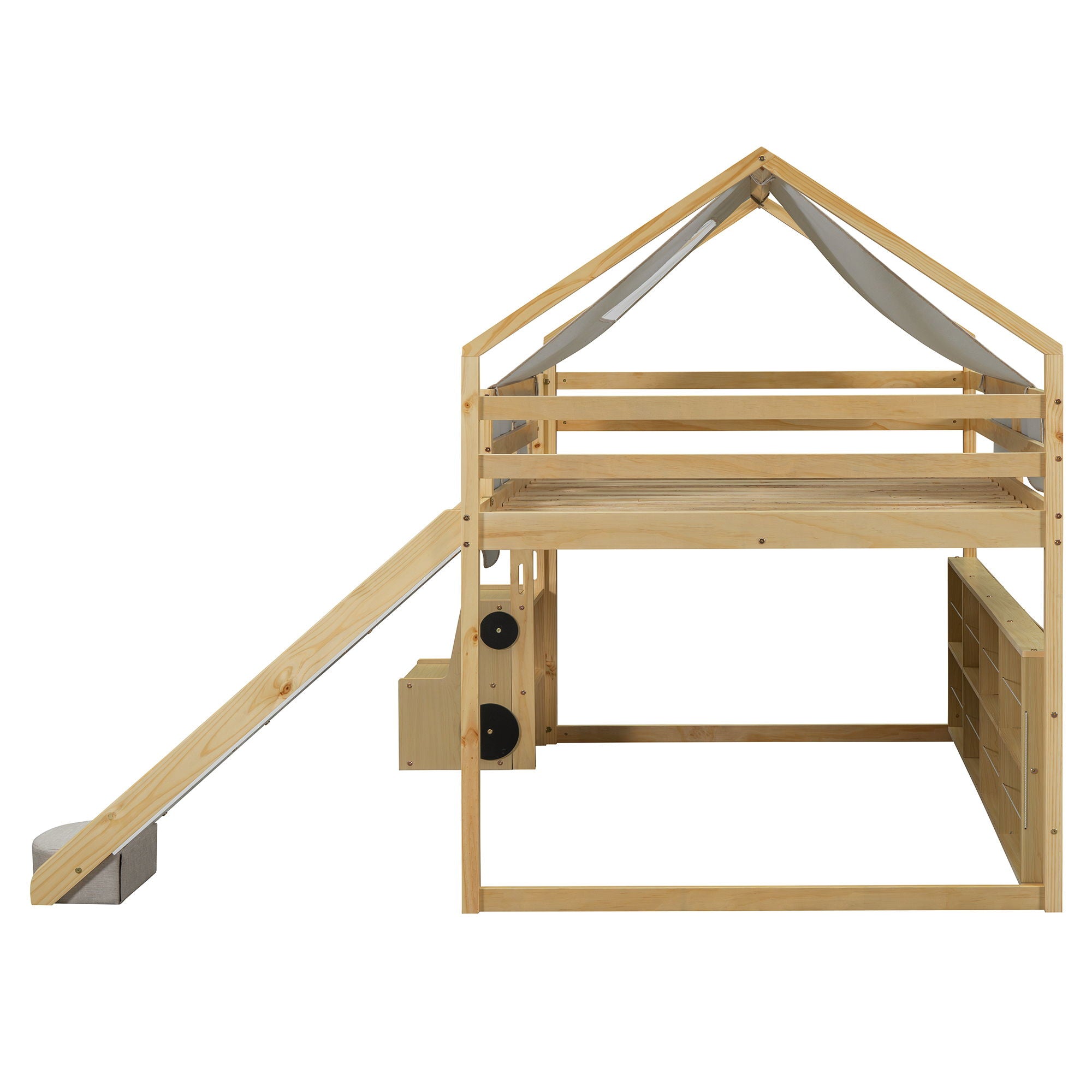 Loft Bed With House Shaped Frame And Tent