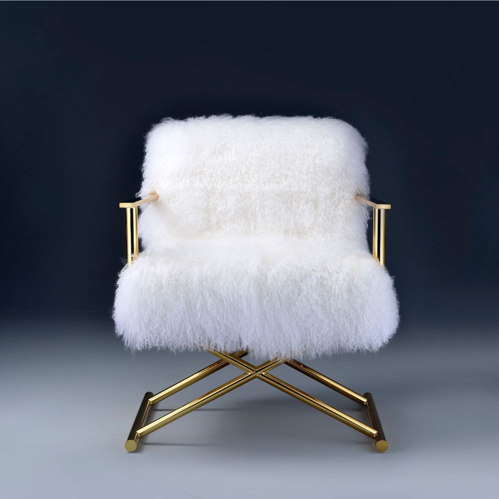 ACME Bagley - Accent Chair - Wool & Gold Brass | Meri Furniture