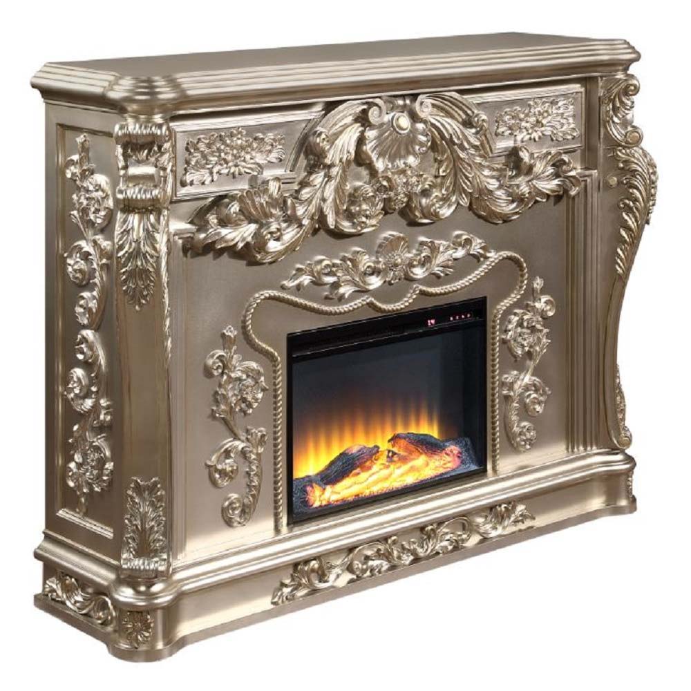 ACME Zabrina - Fireplace - Antique Silver Finish - 49.7" | Meri Furniture