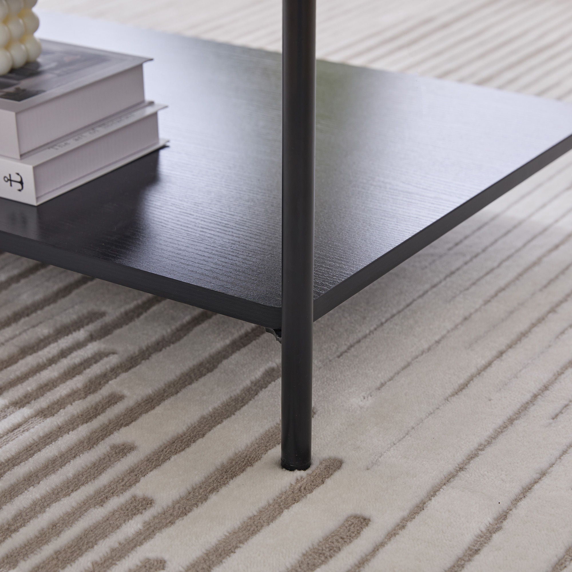 Upholstered Ottoman Coffee Table Foot Rest With Open Storage