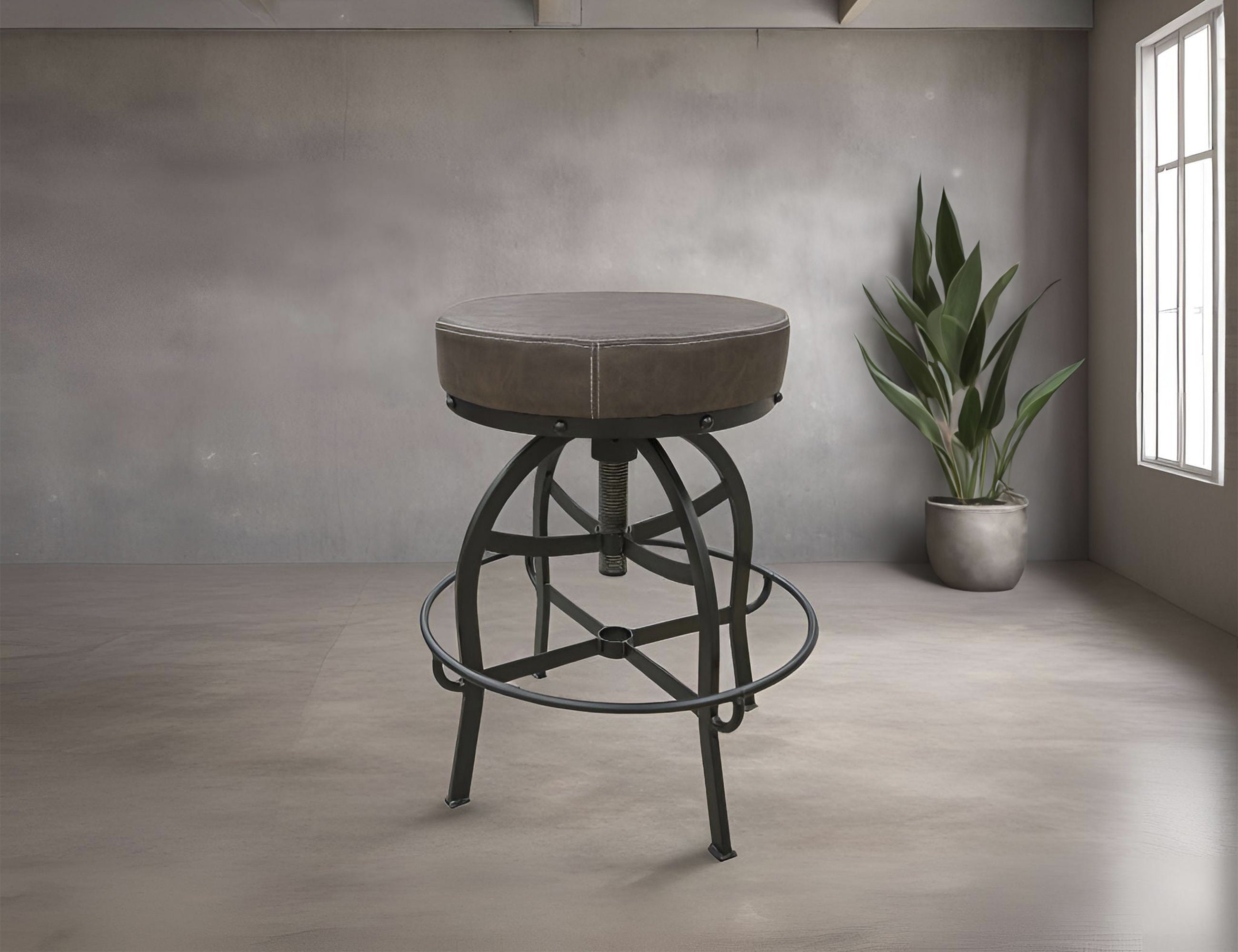 International Furniture Direct Seating - Adjustable Swivel Stool - Brown | Meri Furniture