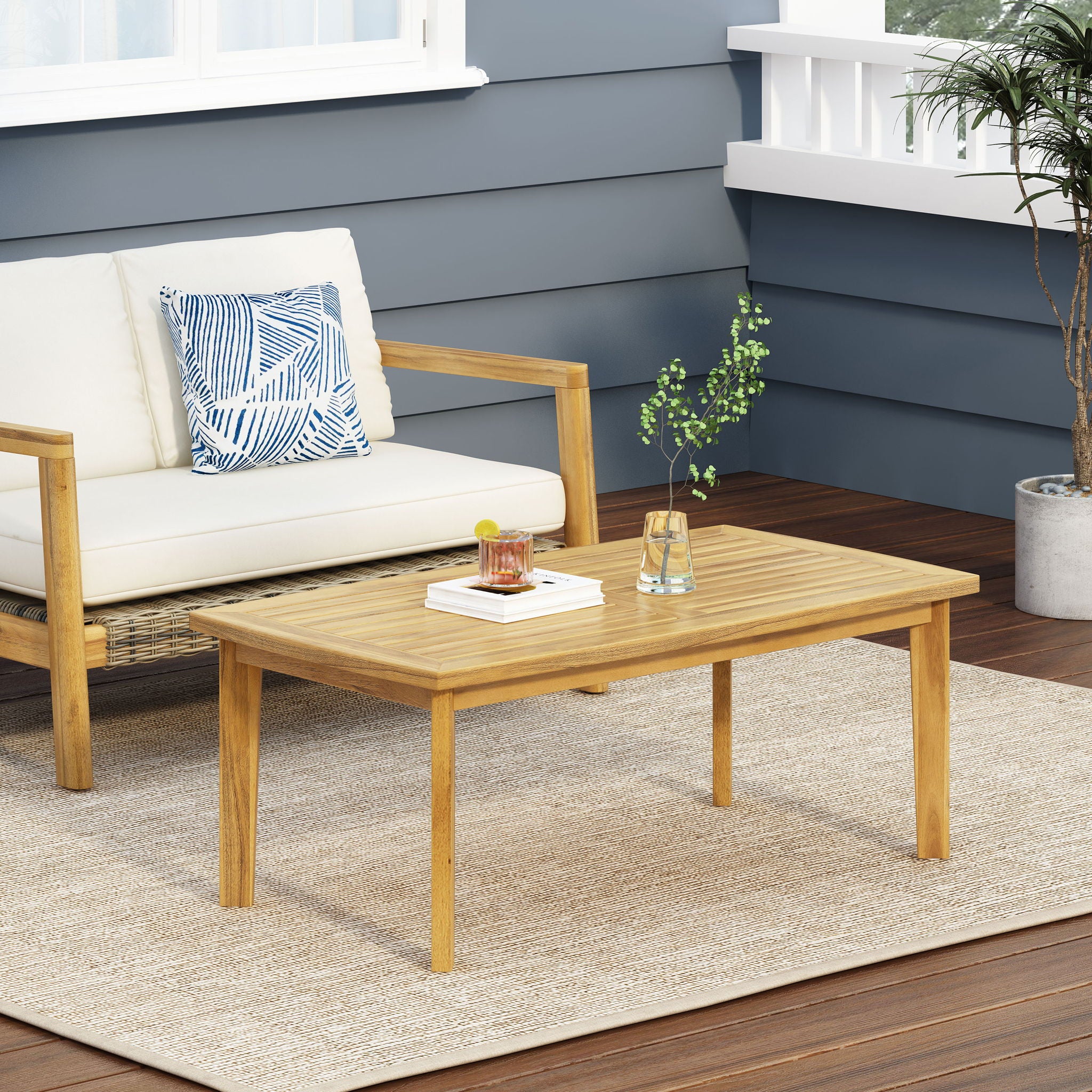 Outdoor Rectangular Coffee Table - Brown
