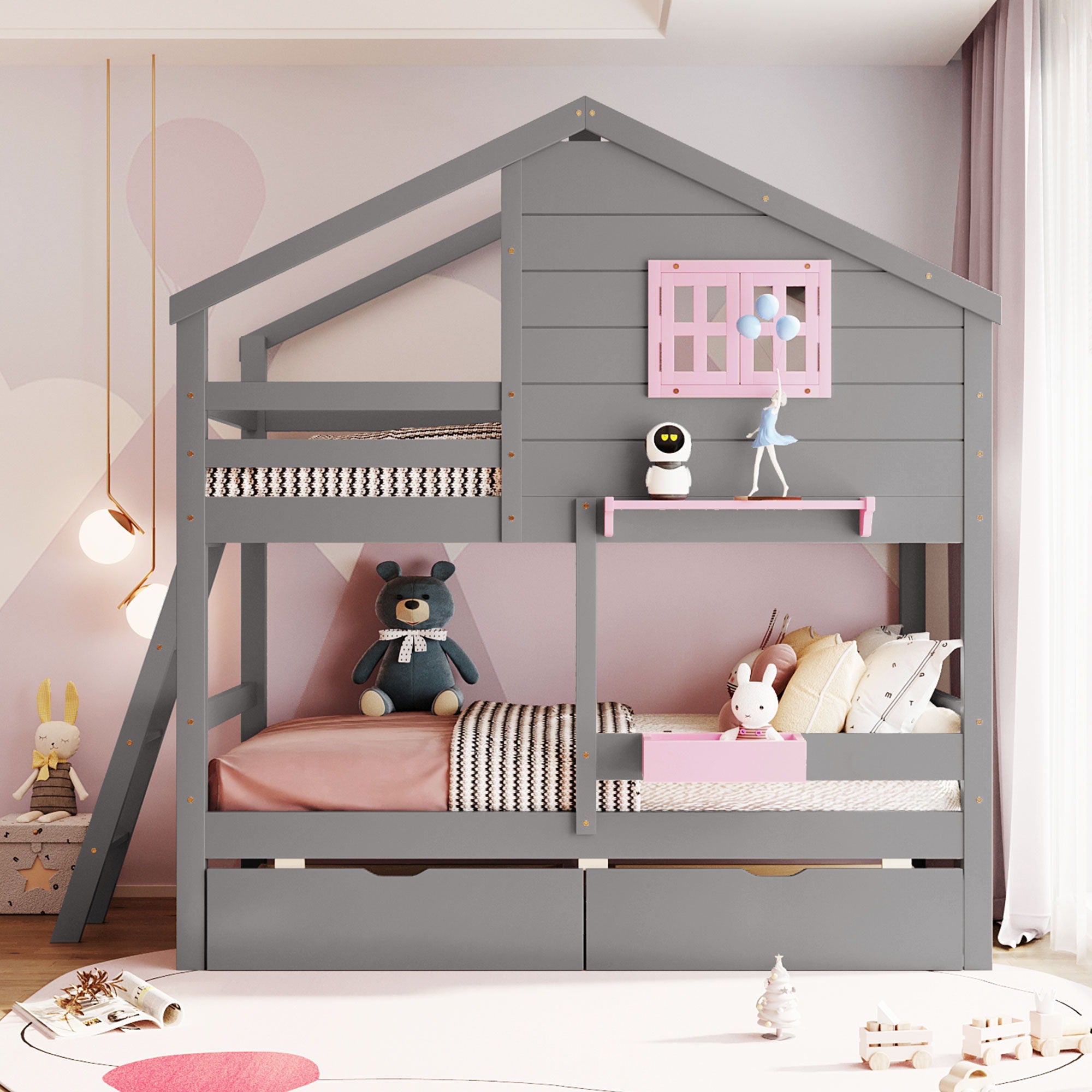 Bunk Bed With Playhouse Roof And Window