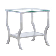 Coaster Fine Furniture Saide - Square Glass Top Side End Table - Chrome | Meri Furniture